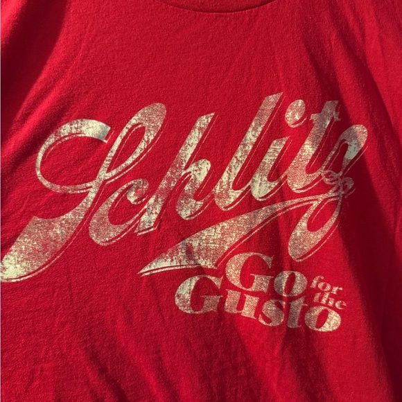 Old Navy Schlitz Beer Short Sleeve Red Tee Men's XL Go For The Gusto! - Picture 3 of 4